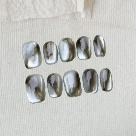 Golden Obsidian, Handmade Press On Nails, Salon Acrylic Gel quality, 10pcs, False Nails
