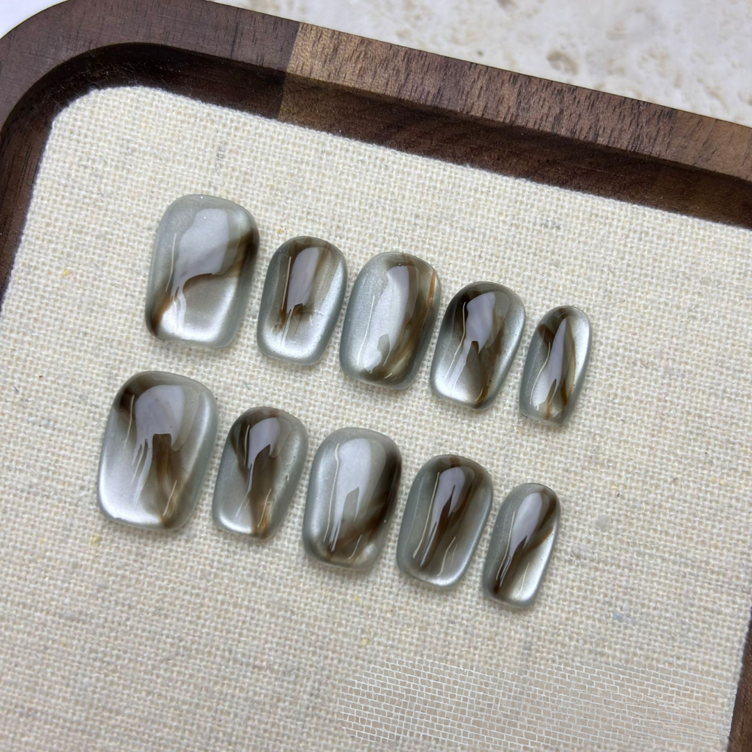 Golden Obsidian, Handmade Press On Nails, Salon Acrylic Gel quality, 10pcs, False Nails