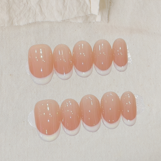 Classic French Tip, Handmade Press On Nails, Salon Acrylic Gel quality, 10pcs, False Nails