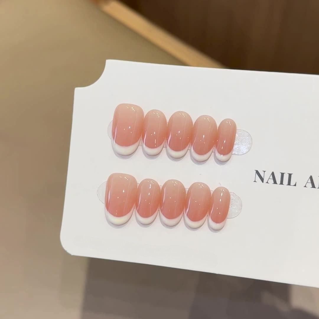 Classic French Tip, Handmade Press On Nails, Salon Acrylic Gel quality, 10pcs, False Nails