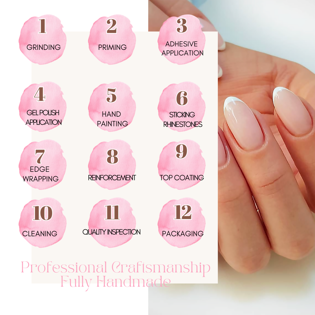 Classic French Tip, Handmade Press On Nails, Salon Acrylic Gel quality, 10pcs, False Nails