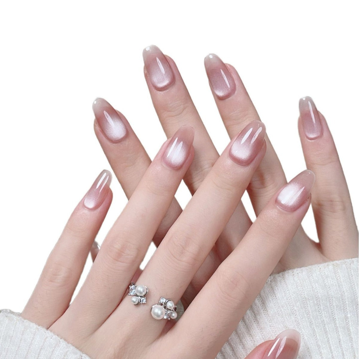 French Ombré, Handmade Press On Nails, Salon Acrylic Gel quality, 10pcs, False Nails